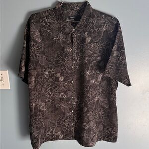 Van Heusen Dark Floral Men's Short Sleeved Button Down Shirt XXL